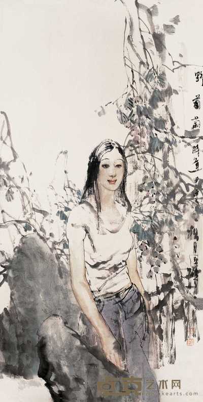 王国栋 2005年作 野葡萄 立轴 136×68cm